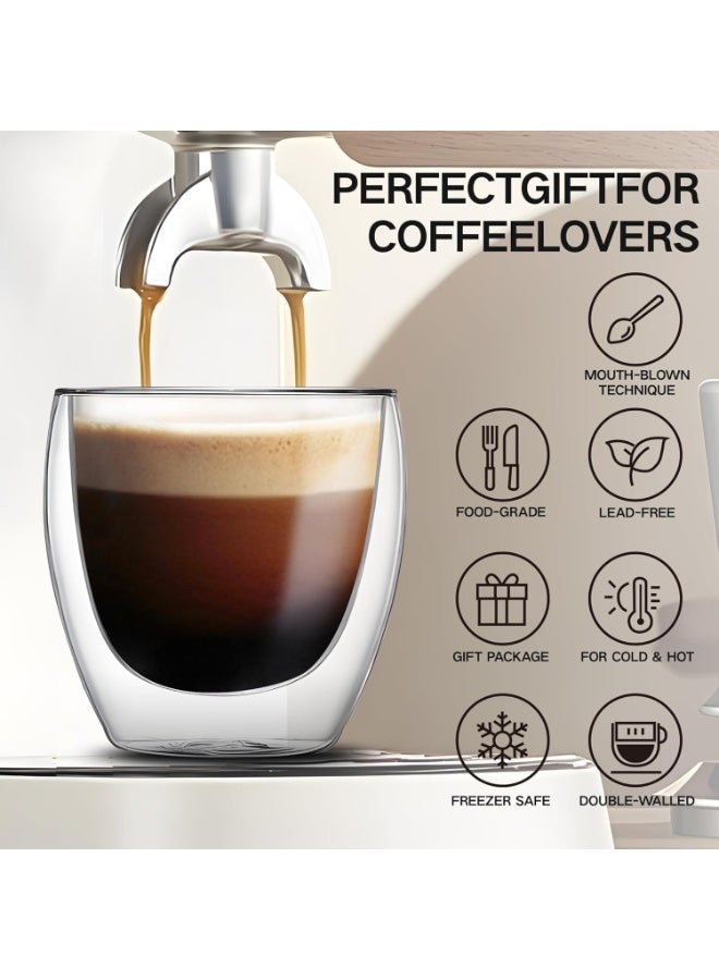 FEND Double Walled Glass Coffee Mugs, Insulated Layer Coffee Cups, Clear Borosilicate Glass Mugs, Turkish Tea, Espresso Coffee Cups - Heat Resistanr Double Layer Coffee Mugs, Gift for Cappuccino, Tea, Latte, Espresso | 2 PCS - 250ML - Image 3